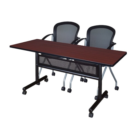 Kobe Rectangle FlipTop Table, 60" W, 29" H, Laminate Top, Mahogany MKFTM6024MH23BK